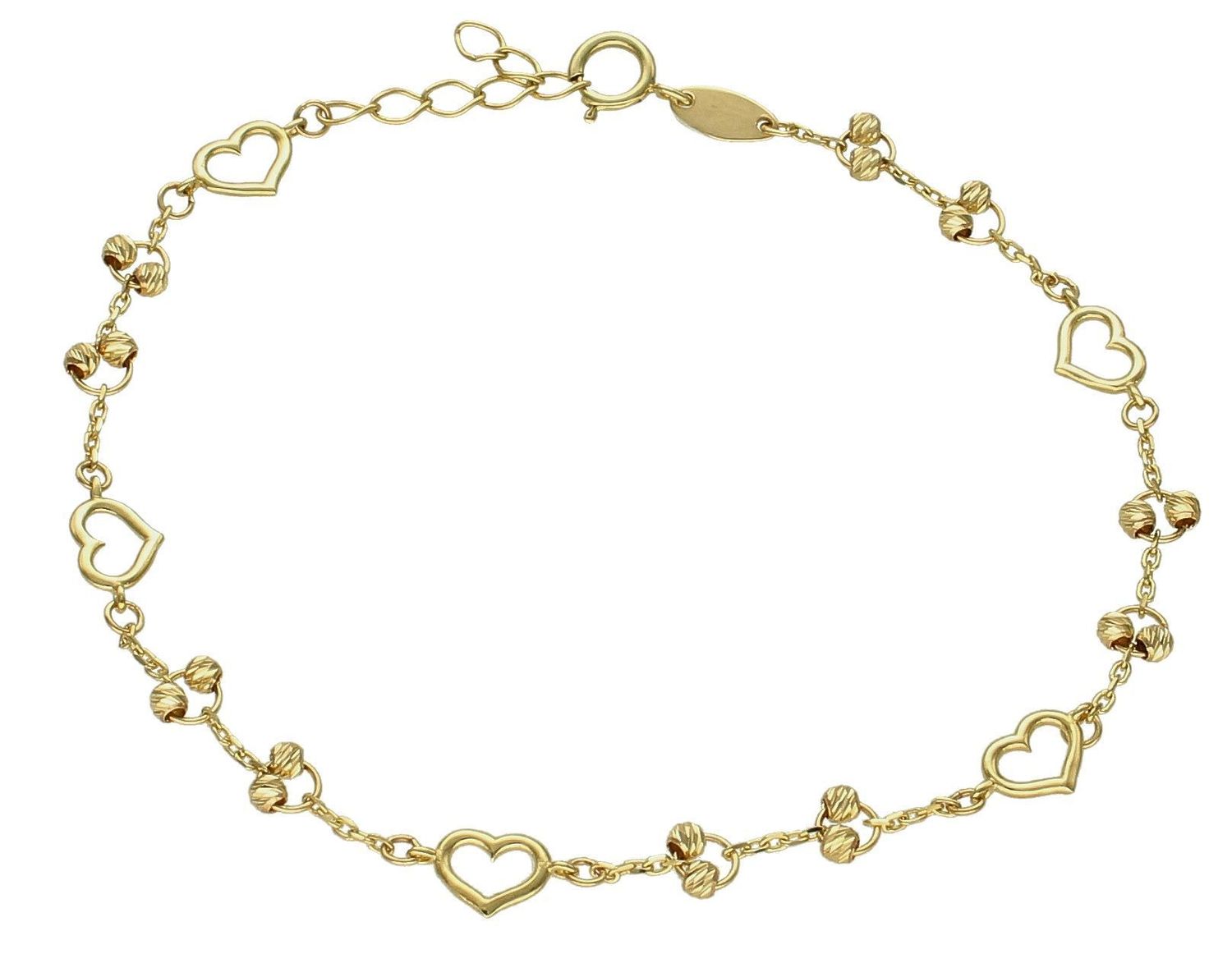 Złota bransoletka damska 375 delikatna celebrytka z serduszkami BR 7285 375 (2).jpg